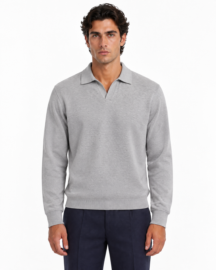 Polo Luca de punto fino con cuello abierto