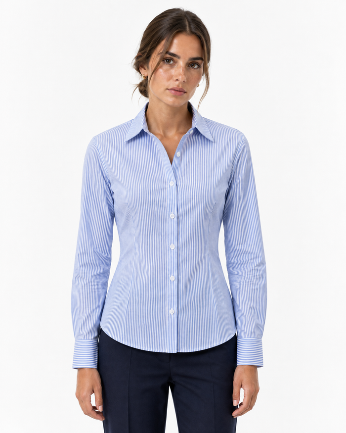 Camisa Paola entallada de rayas finas