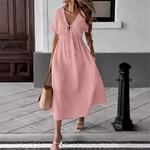 Louise | Robe Longue Fluide à Col V Noué