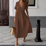 Louise | Robe Longue Fluide à Col V Noué