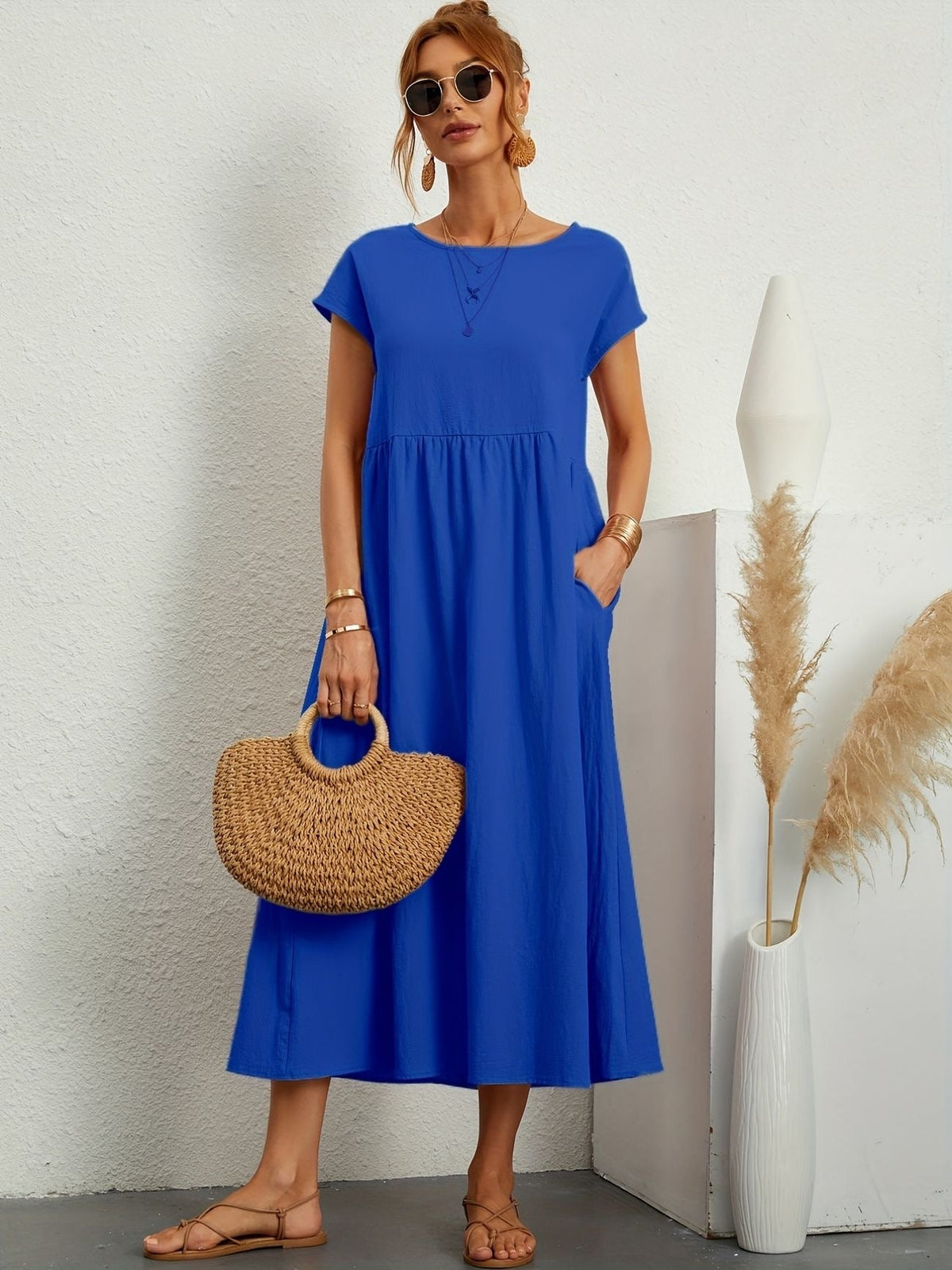 Clara | Robe Midi Fluide à Poches