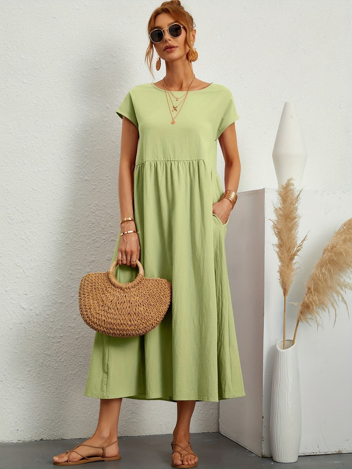 Clara | Robe Midi Fluide à Poches