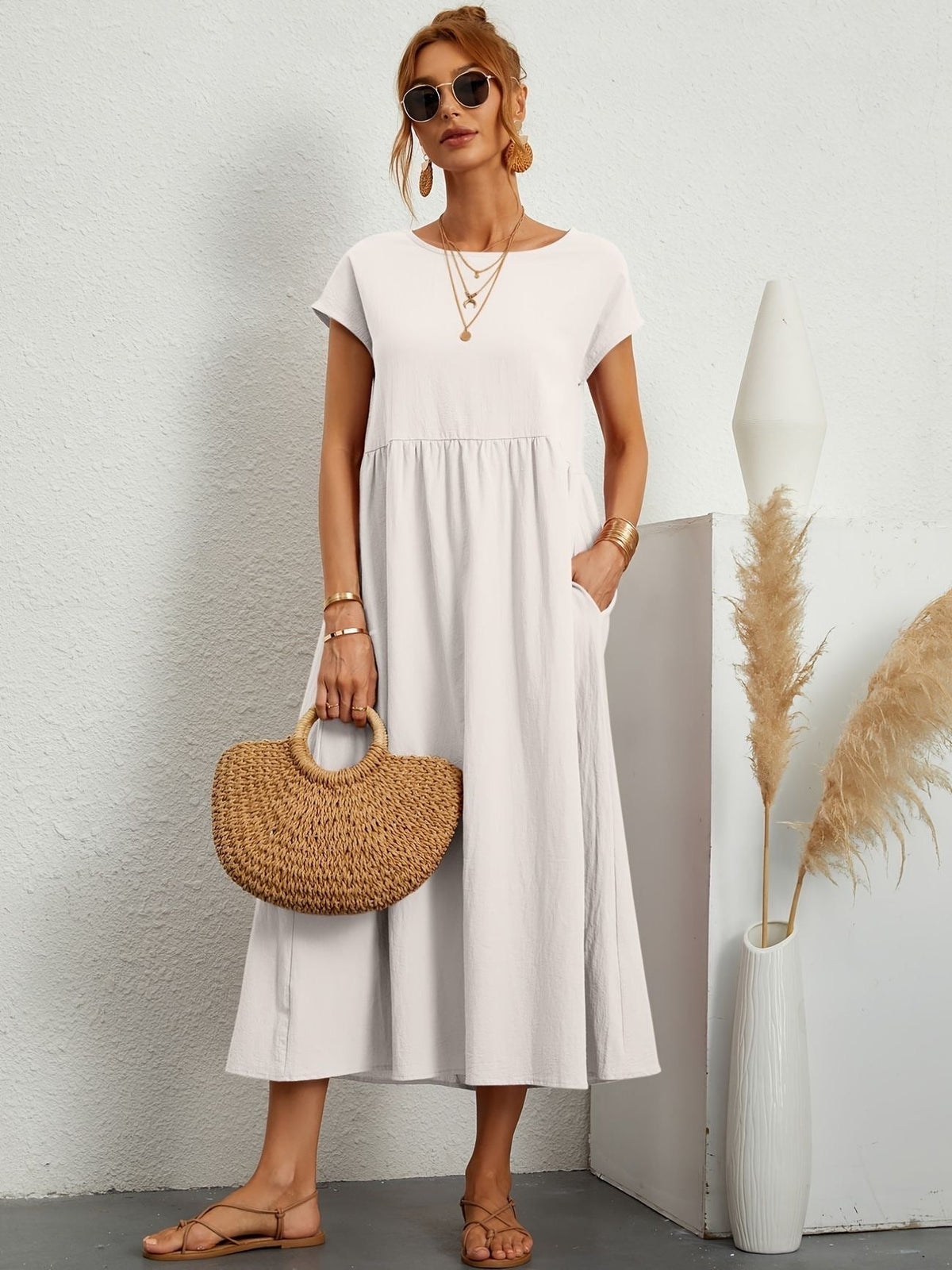 Clara | Robe Midi Fluide à Poches