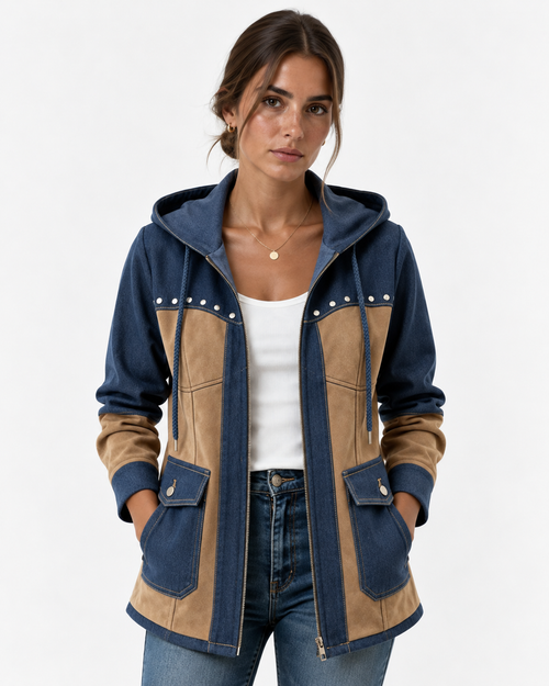 Chaqueta Valeria con capucha bimaterial