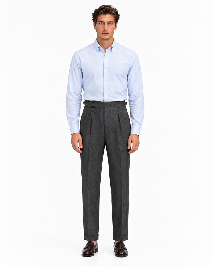 Pantalón Ennio de franela con hebillas laterales