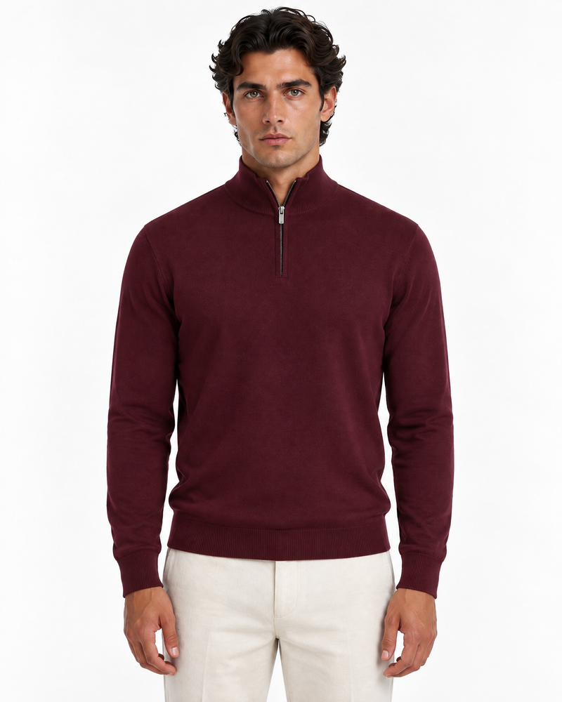 Jersey Silvio de punto fino con media cremallera