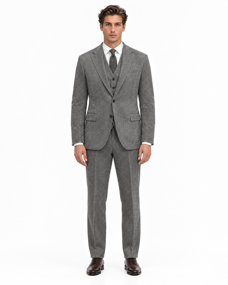 Traje Ascanio de espiga de tres piezas