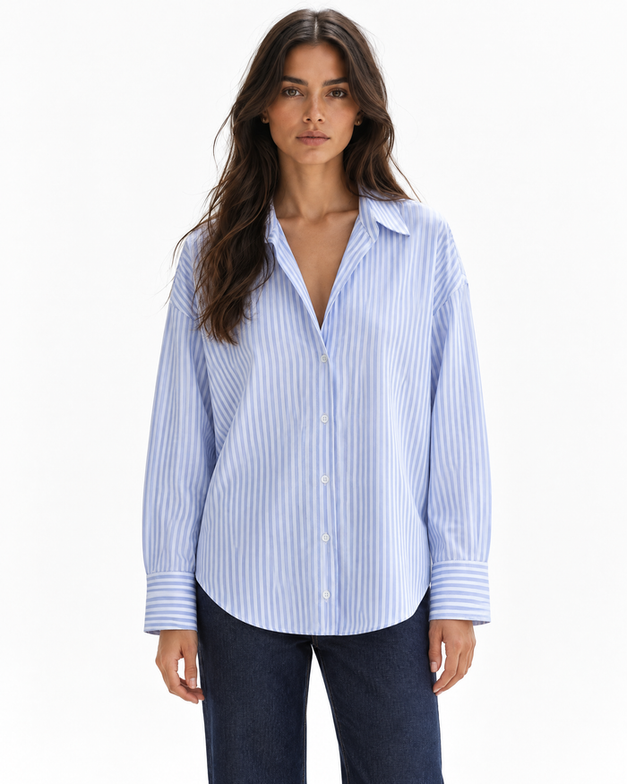Camisa Celeste oversize de algodón oxford